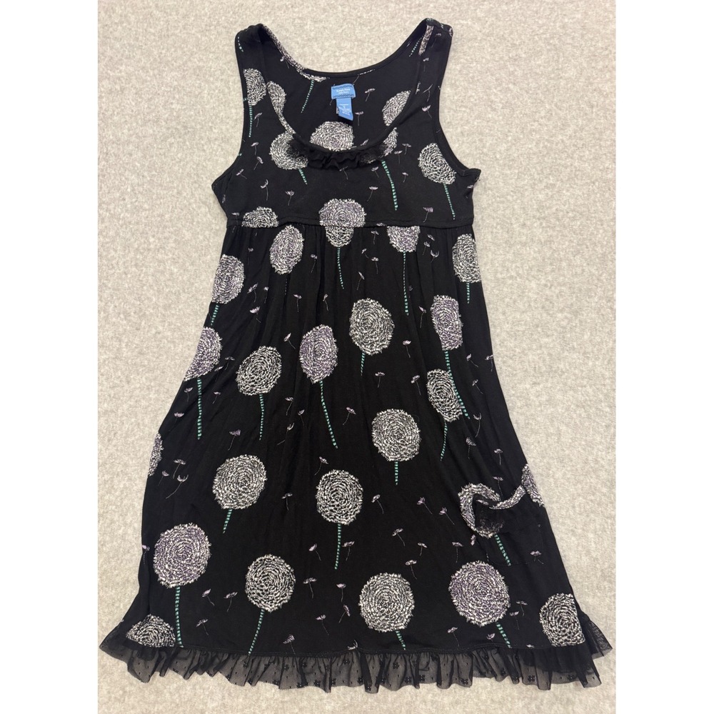 Simply Vera Vera Wang Women Black Dandelion Floral Mesh Trim Nightgown M